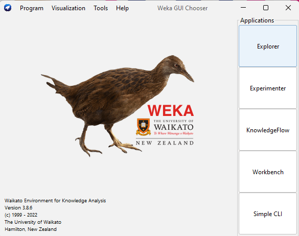 Interface Gráfica do Programa de Mineração de Dados Weka